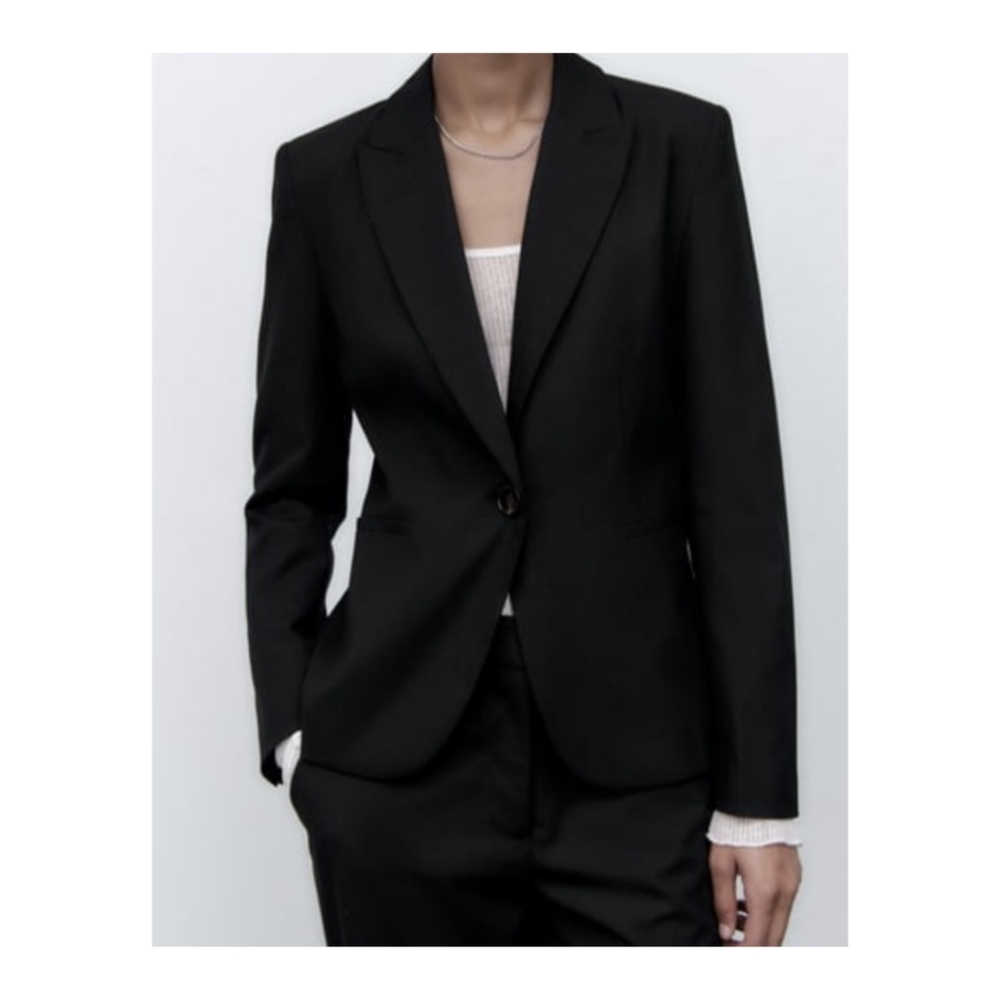 ZARA~Black Single Button Tuxedo Blazer~Size Small